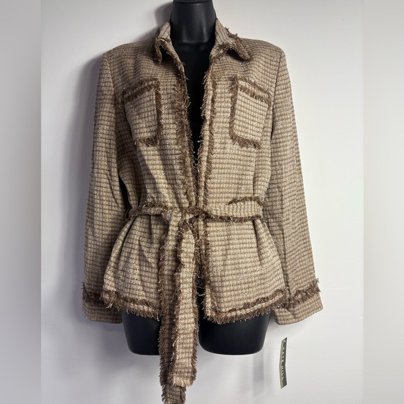 Kate Hill Women's Size 12P Brown Gold Mine Petite ClassyTweed Jacket - Picture 1 of 10